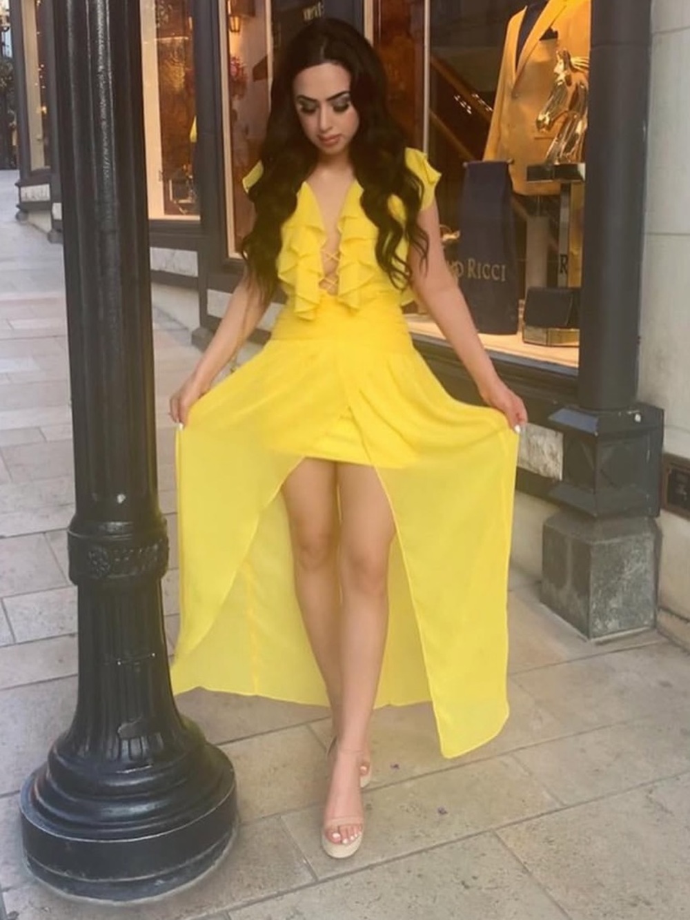Privacy Please Sunlit Yellow Ruffle Maxi Dress
